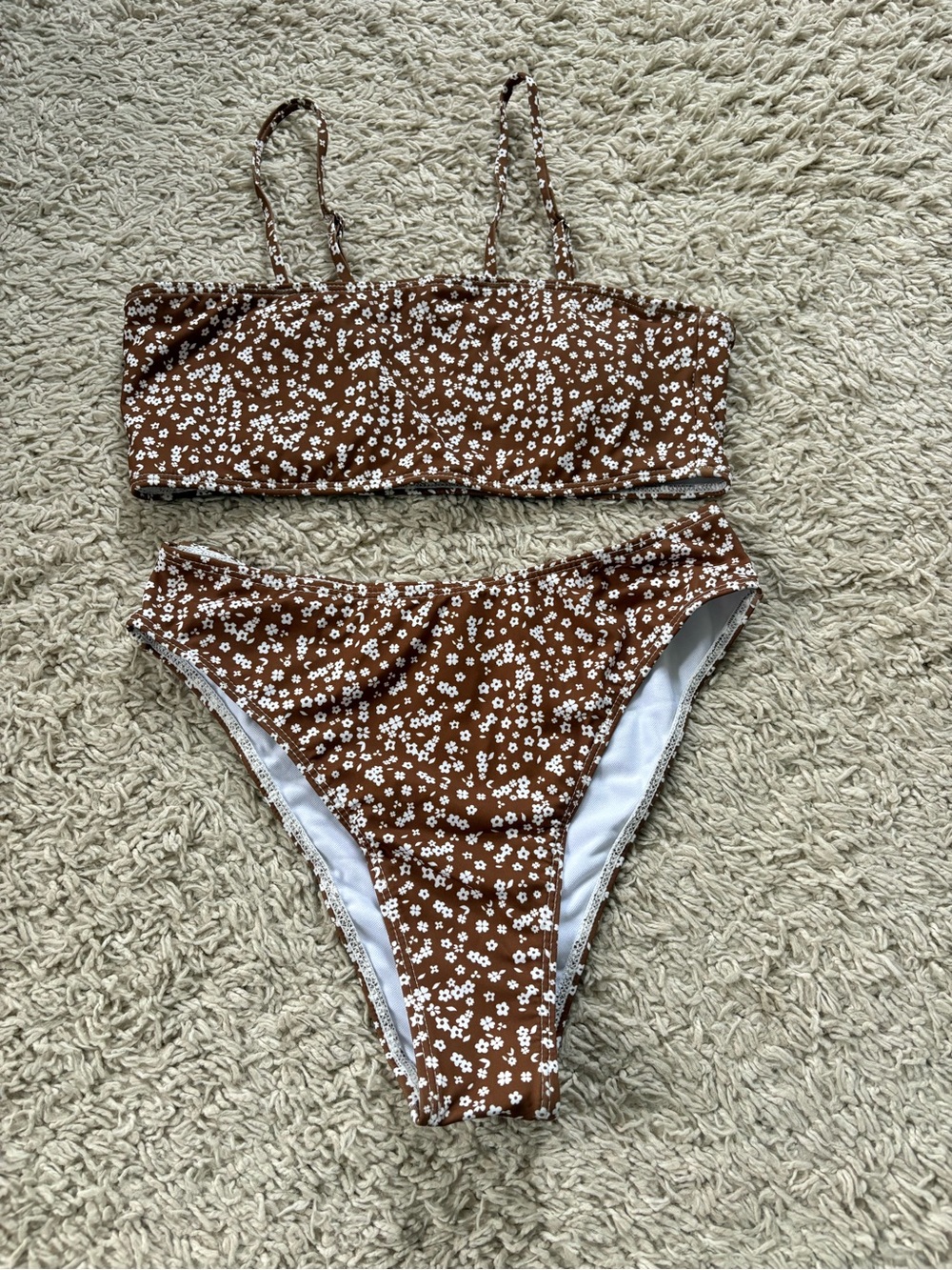 SHEIN Brown Floral Two-Piece Bikini Set